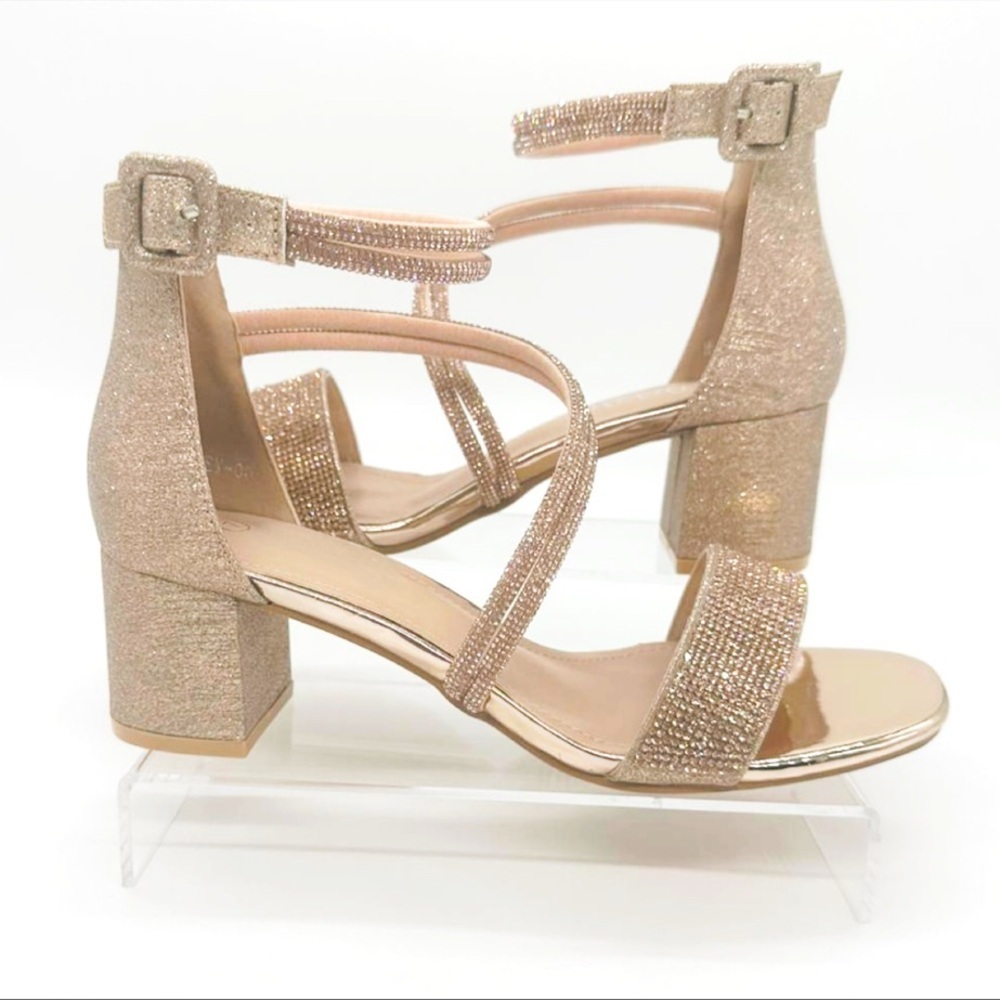 Champagne/Rose Gold Block Heel Sandal - Picture 2 of 3